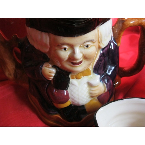 4 - Staffordshire Teapot Cream and sugar along with two cottage ware items a teapot and hot water along ... 