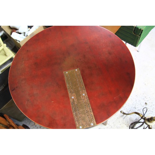 111 - pub style table with inlaid brass cribbage board