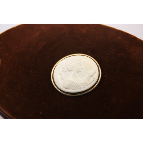 192 - A Victorian white cameo lava of Diana the Huntress brooch