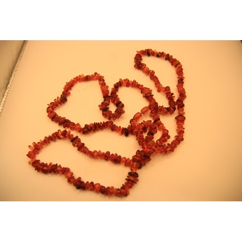 208 - A 3 strand amber necklace, approx weight 71g