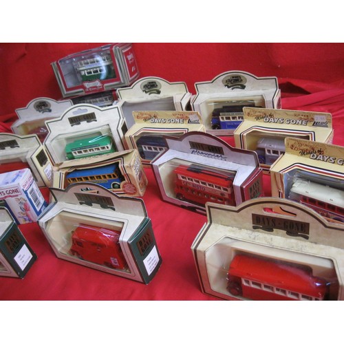 278 - A collection of 20 boxed Lledo Days Gone buses including 2 trams, models all in good order, some box... 