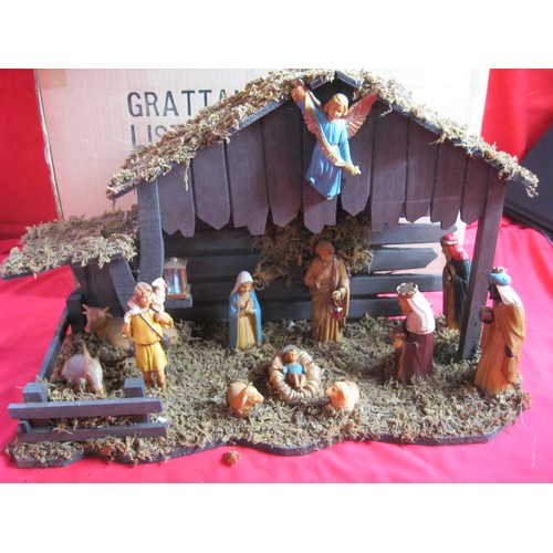 283 - 2 large boxed decorative manger scenes, musical with lights (requires batteries, we assume), new old... 