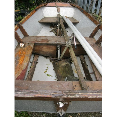 296 - An aluminium Mirror sailing dinghy with mast but no sails, on launching trolley - collection only or... 