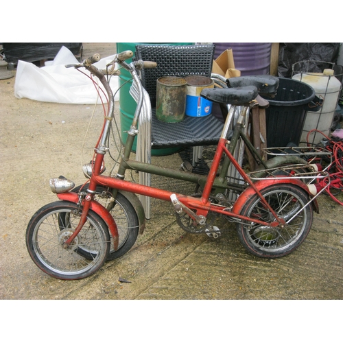 298 - 2 vintage Raleigh small wheeled bicycles, one red, one green, both in working order (dynamo sets not... 