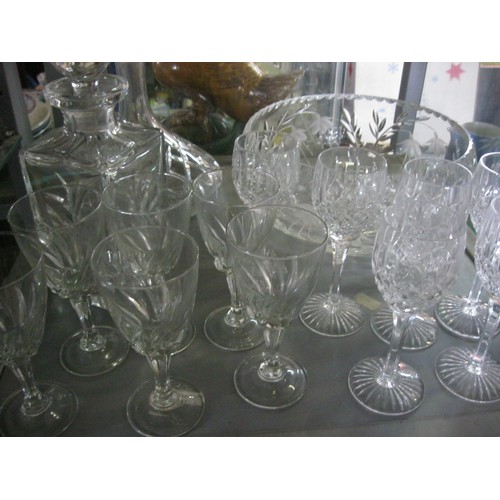 106 - Box of good quality crystal glassware including ship's decanter, punch/dessert bowl, glasses etc