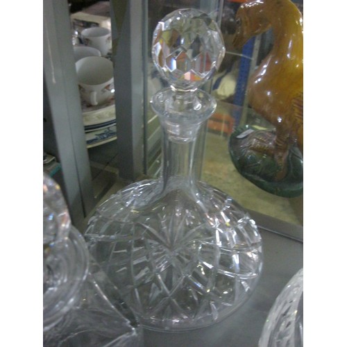 106 - Box of good quality crystal glassware including ship's decanter, punch/dessert bowl, glasses etc