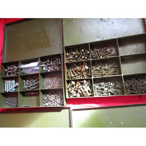 77 - 4 engineer's metal boxes of various nuts, bolts, screws etc