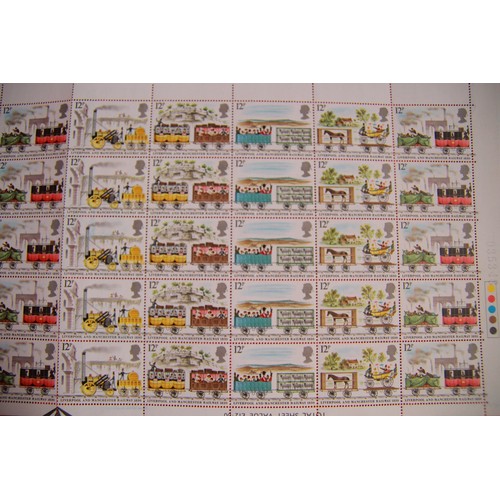 81 - A full sheet of 150th Anniversary of Liverpool & Manchester Railway unmounted postal stamps plus two... 