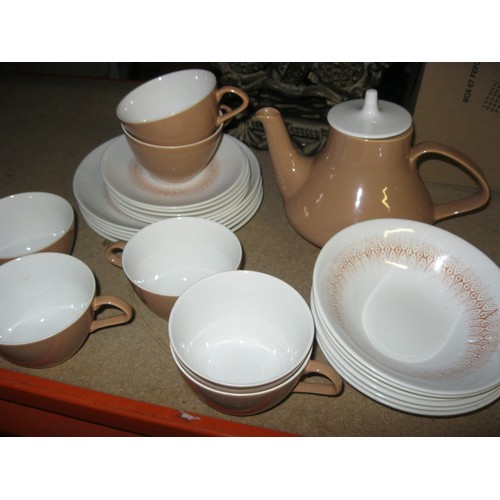 33 - A Poole Pottery Tea set from the 1970s comes complete with Teapot and side plates