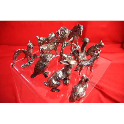 49 - 11 pewter animals, believed to be by Royal Hampshire, all in good order, includes horse, deer, donke... 