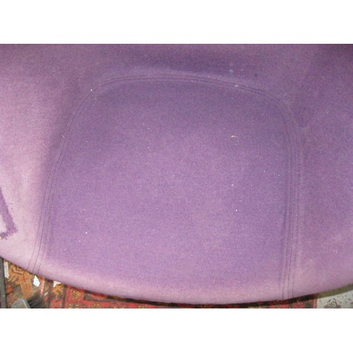 51 - A vintage egg chair with purple fabric cover and original seat cushion, believed by Arne Jacobsen