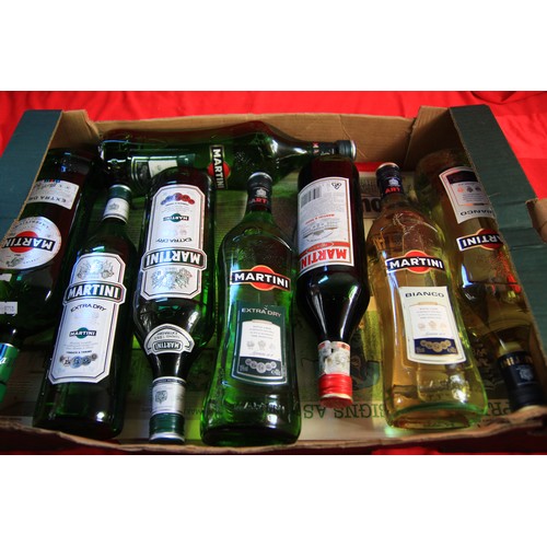 2 - A tray of 8 sealed bottles of various types of Martini