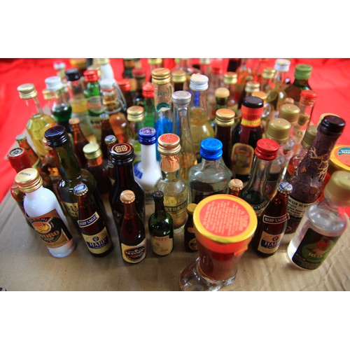 1 - A large tray of vintage selection of alcoholic miniatures