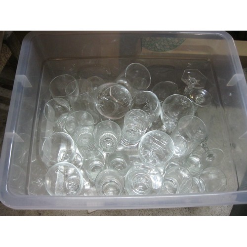 105 - A box of assorted continental glasses including wine glasses, tumblers etc