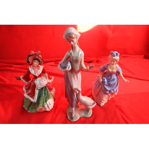 106 - Two Royal Doulton Ladies and one Sitzendorf Edwardian Lady