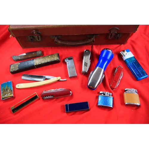 152 - Small case of Penknives, Lighters etc.