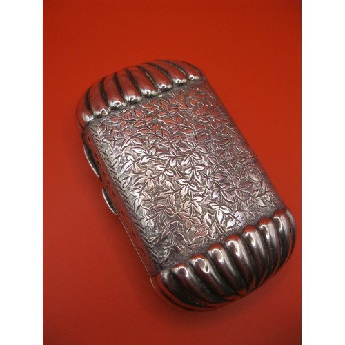 233 - An impressive sterling silver cigarette or cheroot case, fluted to top and bottom with floral decor ... 