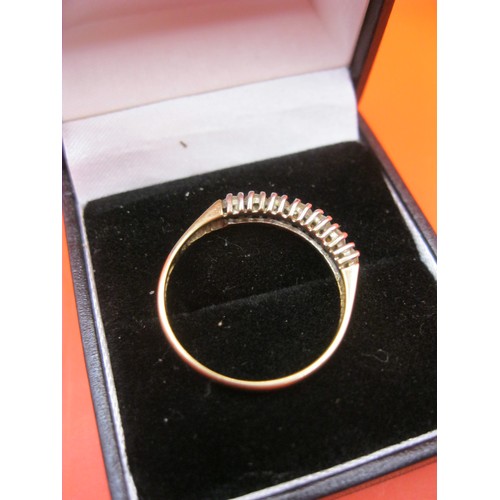 241 - A 9 carat gold ring set with 7 zirconium stones, approx weight 1.9g, hallmarked for Birmingham, Size... 