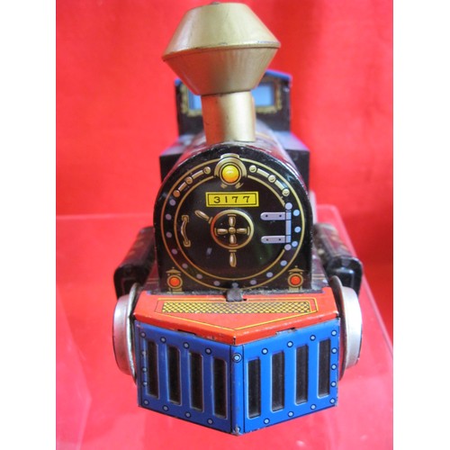 1 - A vintage Japanese made 'Modern Toys' tin plate railway engine, battery operated, in excellent cosme... 