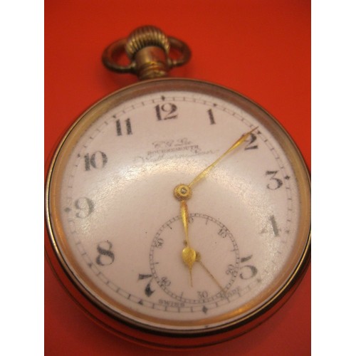 268 - A pocket watch in a worn gold plated case, the watch face marked for CG Lee, Bournemouth 