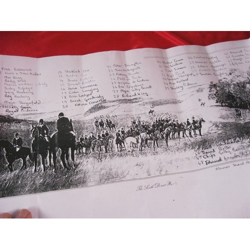 396 - A limited edition signed print of the South Dorset Hunt by Hazel Morgan, dated 1995, plus a key to t... 