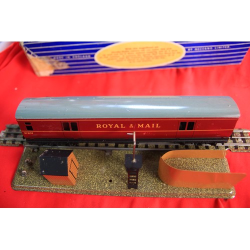 3 - A Hornby Dublo 3-Rail Train Set and a boxed Royal Mail coach. locos are untested