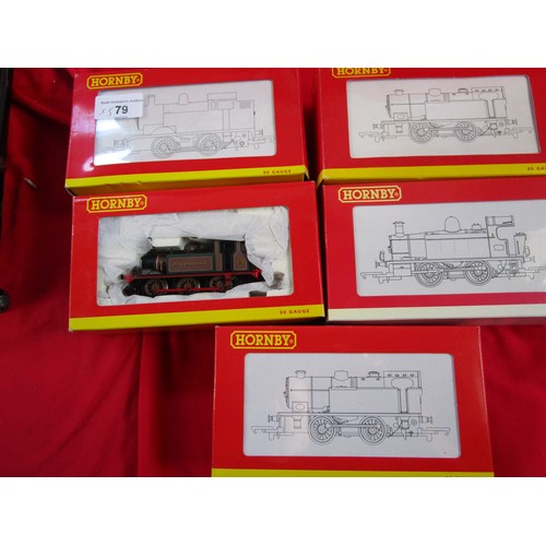 79 - Four  Hornby 0 4 0 Industrial locos and one 0 6 0 Terrier.