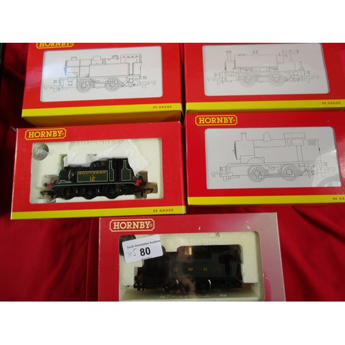80 - Four Hornby 0 4 0 Industrial locos and one Hornby 0 6 0 Terrier