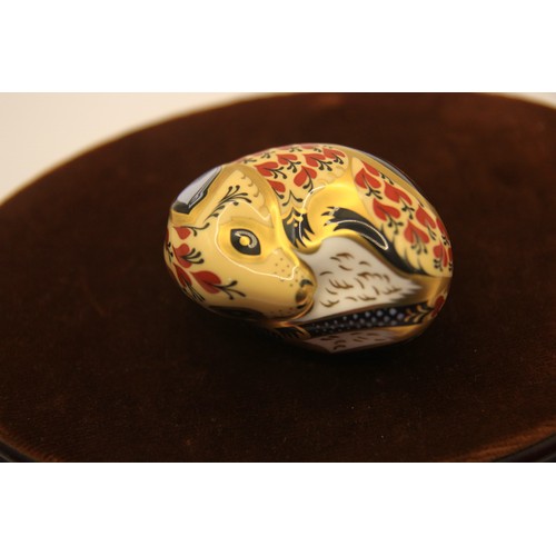 144 - Royal Crown Derby Country Mouse Paperweight.  Gold Stopper and Boxed