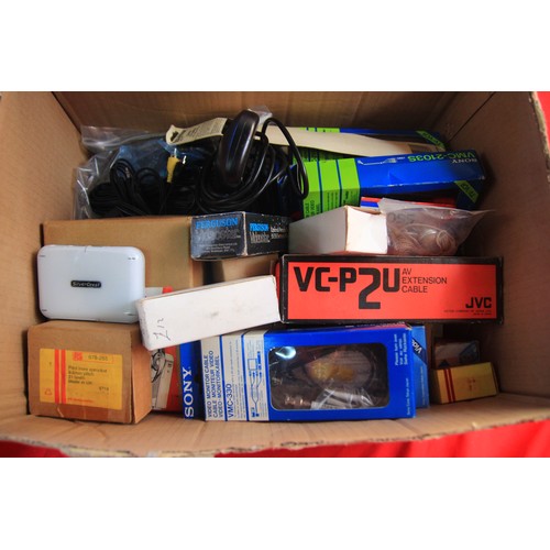 168 - A large box containing largely audio electronic accessories