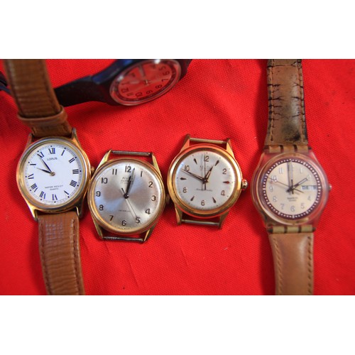 209 - A vintage Avia 17 jewel Olympic Incabloc wristwatch with no strap, runs, a vintage MuDu 30 jewel dou... 