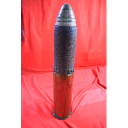 221 - A WW1 German Artillery Shell dated 1917, Karlsruhe Arsenal, with case, shell and fuse