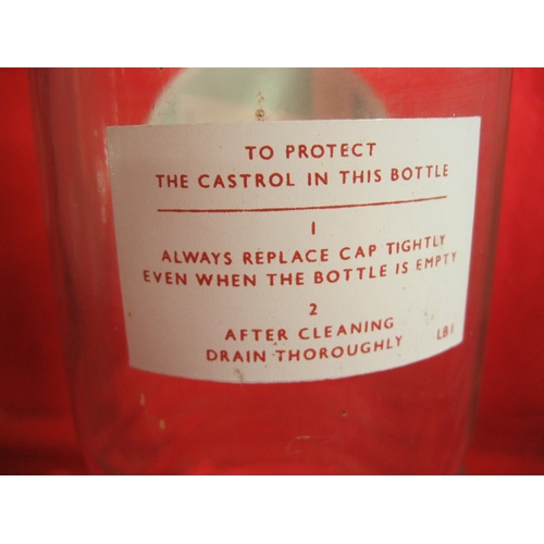 255 - A vintage Castrol 1 Quart Motor Oil bottle with cap, cap slightly rusted but print to bottle excelle... 