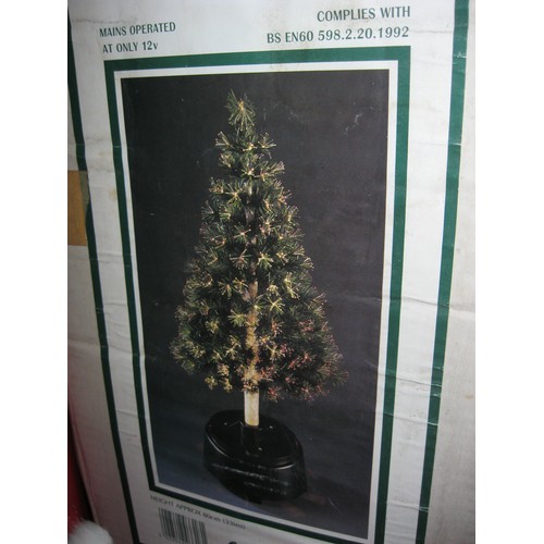 247 - A fibre optic Christmas Tree, a boxed Santa ornament and a Swedish-made candle-type display with lig... 