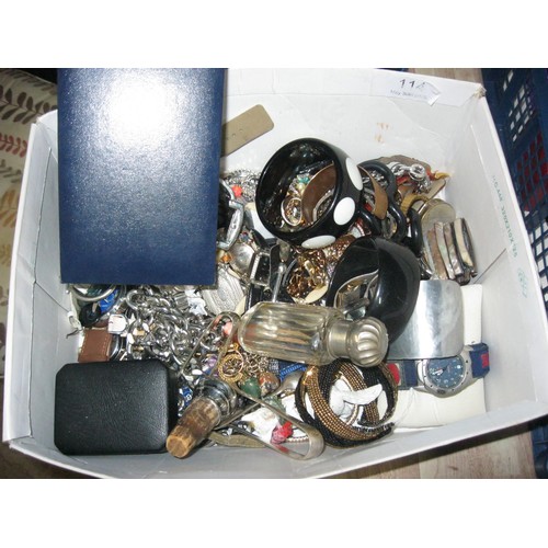 46 - A tub of costume jewellery and other items