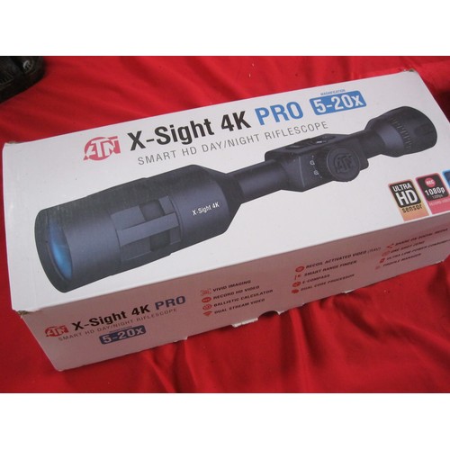 232 - An ATN X Sight 4k Pro 5-20x Smart HD Day/Night Rifle scope / telescopic sight, boxed with papers, in... 