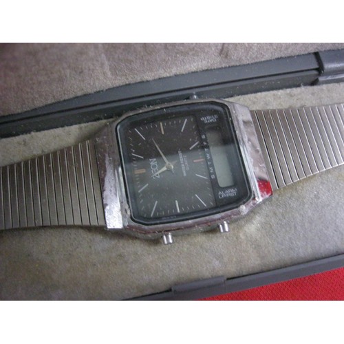 270 - 3 Zeon 1980s digital watches, new old stock, one an alarm chronograph, older style dual analogue and... 