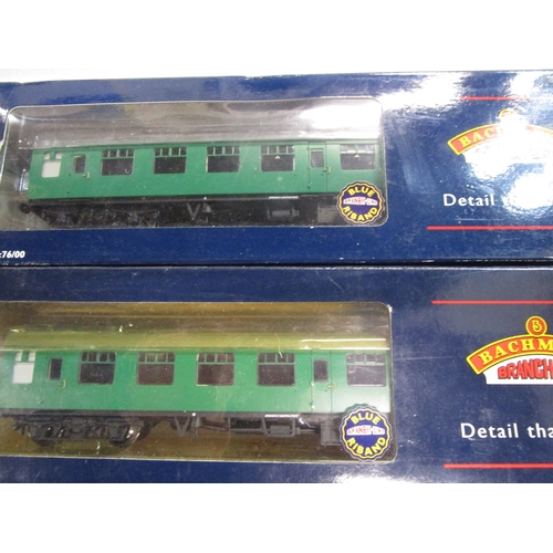 168 - Four Bachmann Southern region coaches unfortunately missing their couplings but all fully boxed