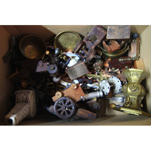 342 - A large box of assorted brassware, mainly cannons