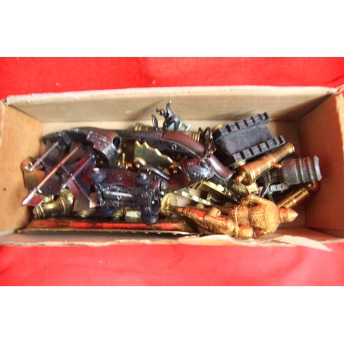 342 - A large box of assorted brassware, mainly cannons