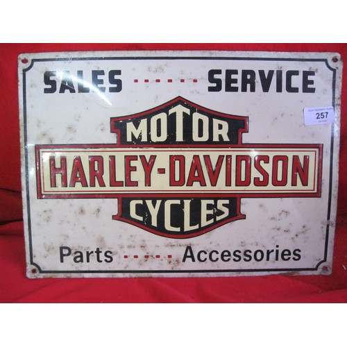 20 - An original US Harley Davidson Enameled sign 12 by 18 inches in good to very good condition.
This It... 