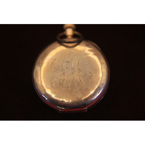 72 - An antique pocket watch in a 14 carat gold case, likely Swiss made, in full working order, cover pla... 