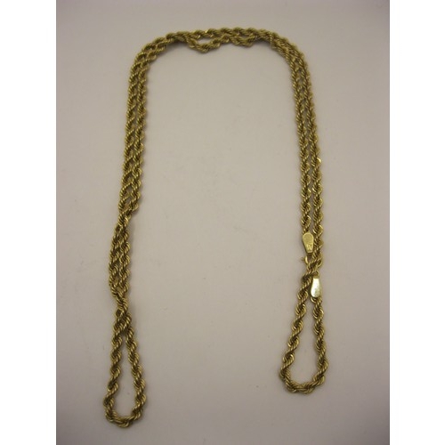 125 - A 9 carat gold rope link chain in good order, approx weight 3.2g, approx length 20