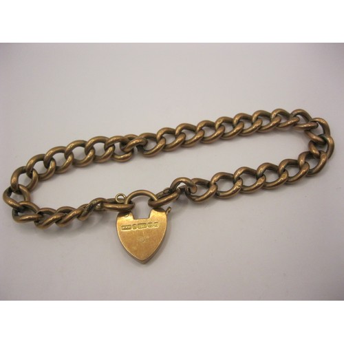 141 - A 9 carat gold padlock bracelet, approx weight 11.4g