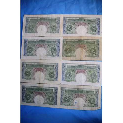 38 - A selection of 8 Series A 1st, 2nd & 3rd issue £1 notes in mixed condition, various Chief Cashier si... 