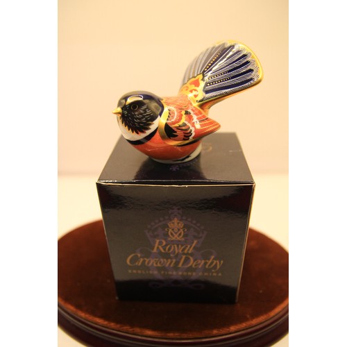 55 - Royal Crown Derby Fantail.  Gold Stopper and Boxed