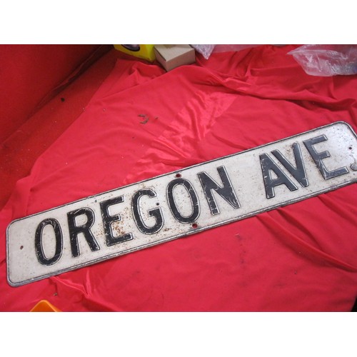 63 - An American street sign, Oregon Ave, original tin-plate sign.
This came from USA some decades ago