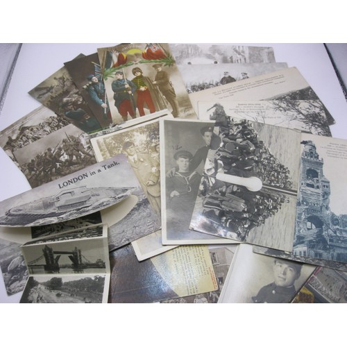 111 - A collection of WW1 Postcards including 34 silk embroidery examples