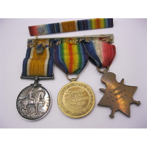 160 - A 'Pip, Squeak & Wilfred' WW1 trio (1914-15 Star with rosette, 1914-1918 War Medal and Victory Medal... 