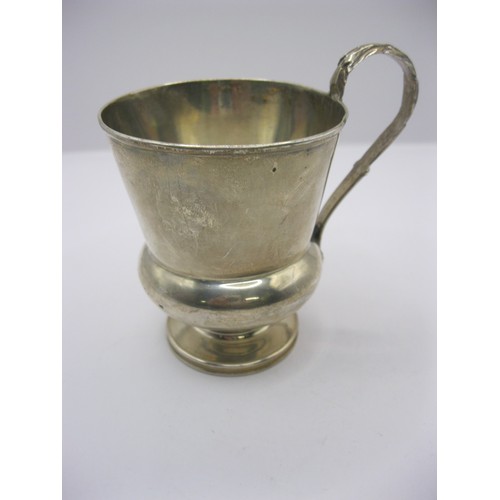 153 - A Georgian thistle shape silver christening mug with ornate strap handle hallmarked for Birmingham 1... 